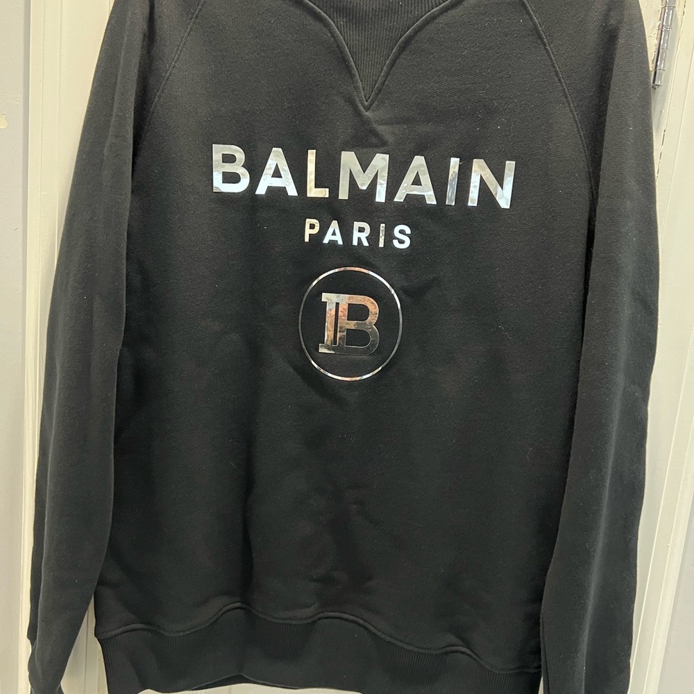 Balmain Black Crewneck Sweater for Men